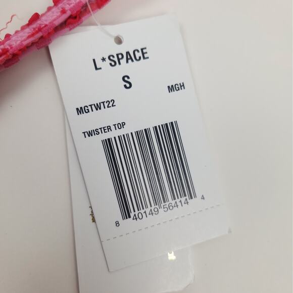 L*Space Twister Bikini Top in Pink Red Gingham Size Small NWT Halter - Picture 6 of 6